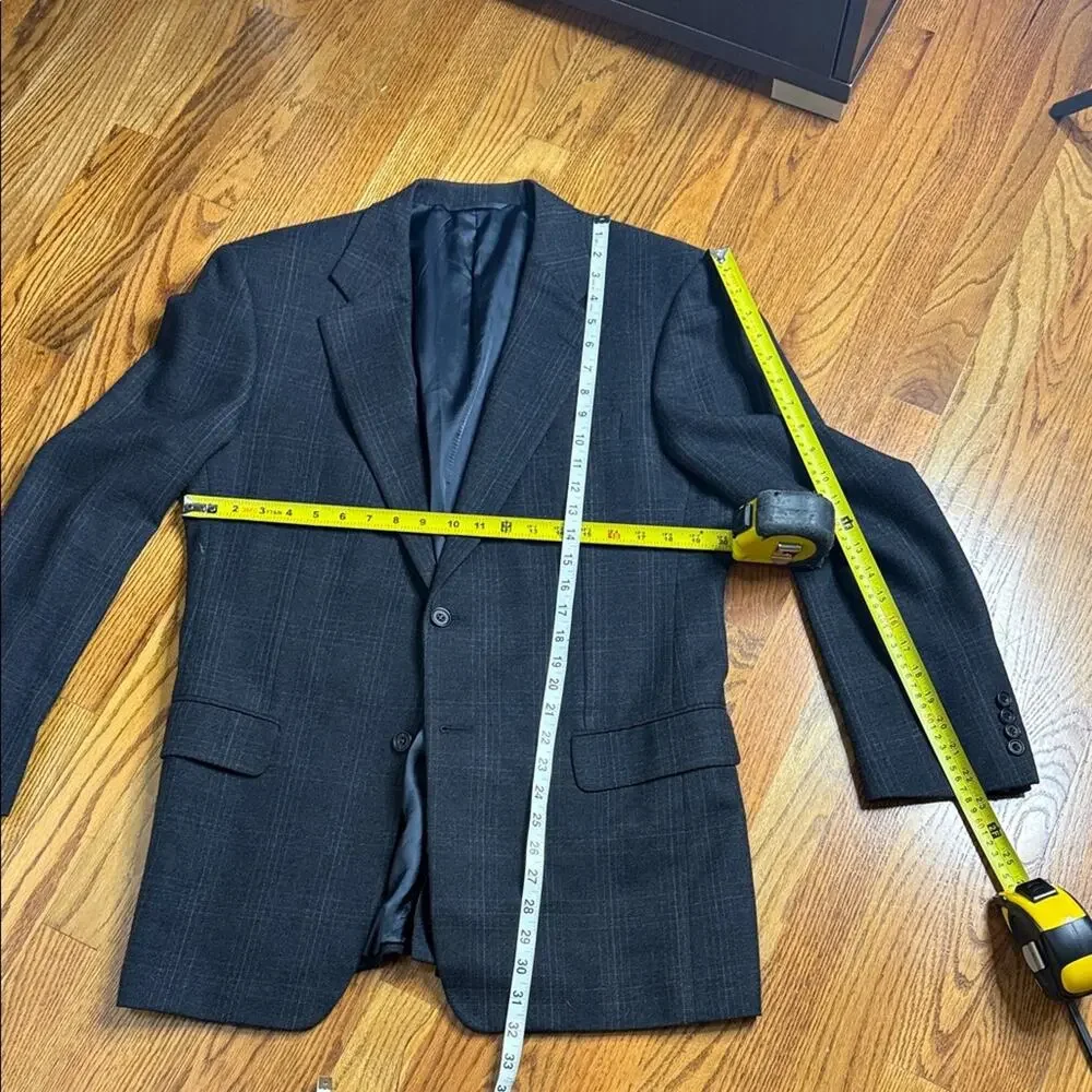 Hickey Freeman Charcoal Glen Plaid Sport Coat 39R cashmere wool